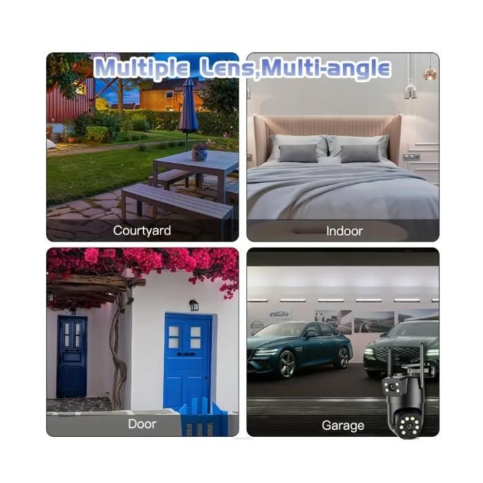 4MP Dual Lens WiFi Security Camera, 2.4 GHz, AI Human Tracking and Color Night Vision, Two-Way Audio