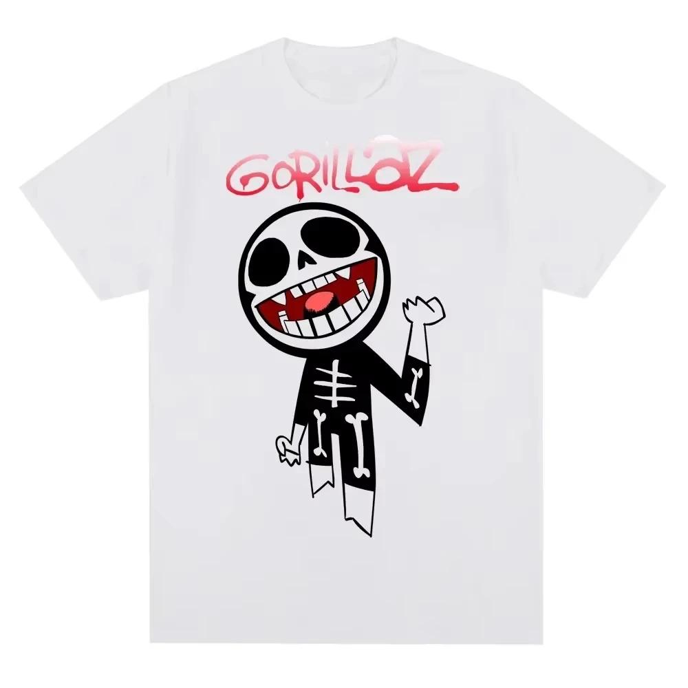 Модная летняя женская мужская футболка Музыкальная группа Gorillazs Панк-рок Принт 90-е Высококачественный хлопок Короткий рукав Оверсайз Футболка