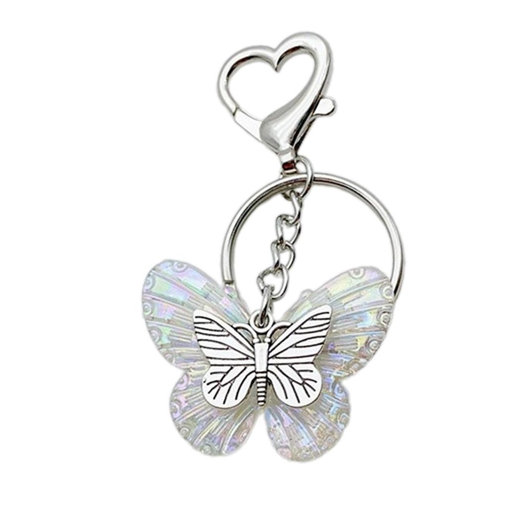 Elegant Butterfly Shaped Keychain Colorful Key Charm Transparent Butterfly Keyring Handbag Decoration for Women Girl