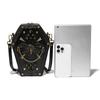 Trendy Black Girl Crossbody Coffin Bag Europunk Unisex Biker Bag Fashion Skull Head Ladies Shoulder Bag Rivet Decoration Sewing