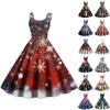Women's Fashion Christmas Printed Sexy Strapless Gothic Cocktail Dress Punk Vintage Dress