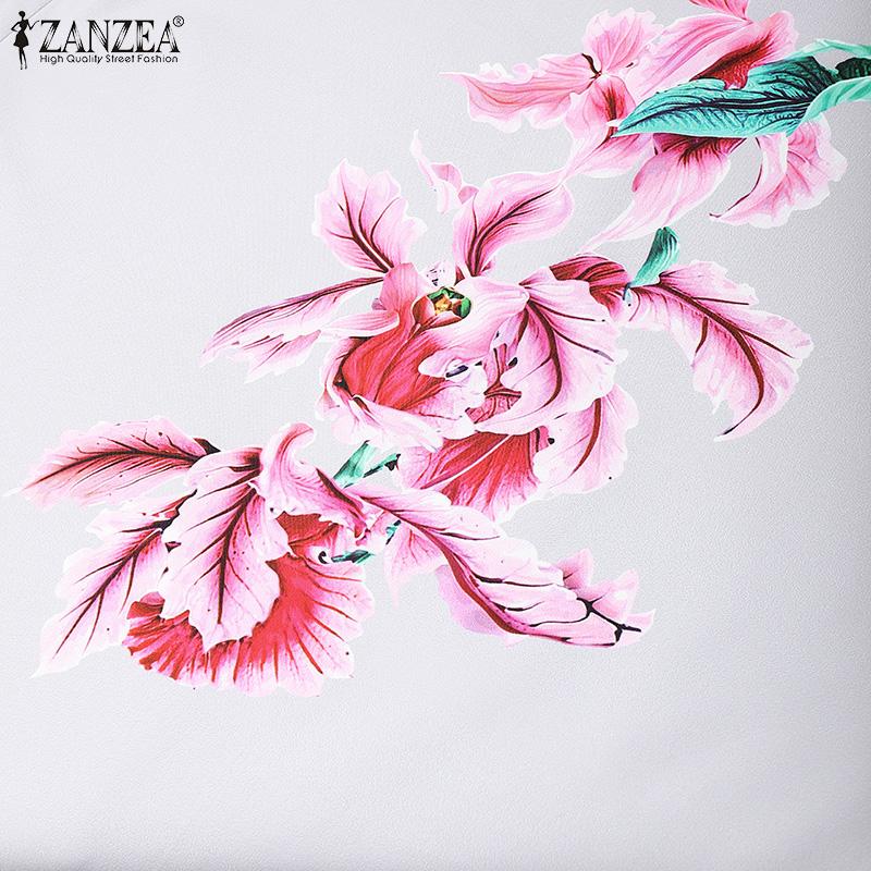 ZANZEA Женское повседневное платье с круглым вырезом и рукавом 3/4 с принтом