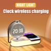 LED Night Light 3 Lights 360° Rotate Clock Alarm Clock Desktop Mobile Phone Wireless Charger for Bedroom Smart Phones Room Decor