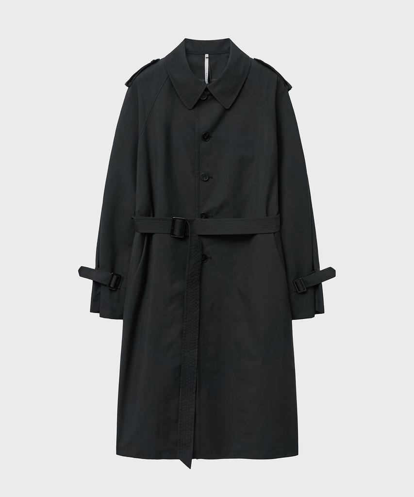 Noirer Synthetic Layered Trench Coat (Black)