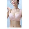 Women's Solid Front Button Bra with Shell Pattern Splicing Decoration Integrated Wide Shoulder Straps, Non Removable Bra Pads Without Steel Rings