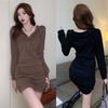 Lazy Style Long Sleeve Zipper Design Spring Casual Dress Hooded Dress