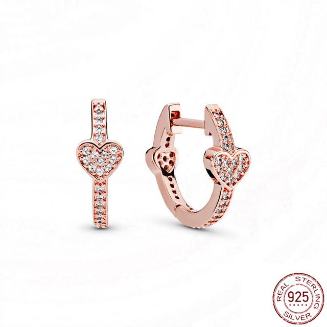 Серьги из стерлингового серебра 925 пробы, настоящее большое сердце, циркон, круглые серьги-кольца для женщин, модные серебряные серьги, ювелирные изделия, подарок