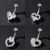 Zircon Belly Button Rings Stainless Steel Bow Heart Navel Piercing Ring For Women Sexy Belly Piercing Ring Body Jewelry