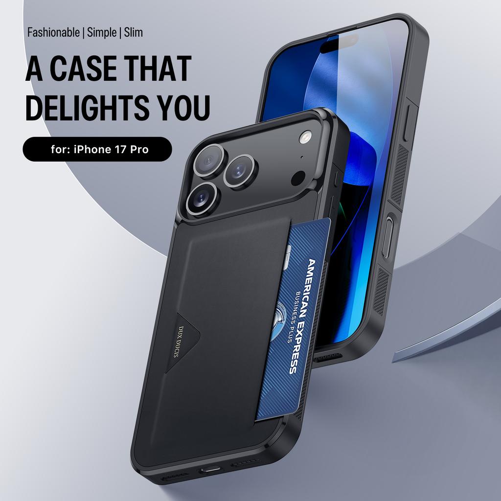 Чехол для iPhone 17 Pro DUX DUCIS Серия Pocard Держатель для карт Кожа+ПК+ТПУ Чехол для телефона
