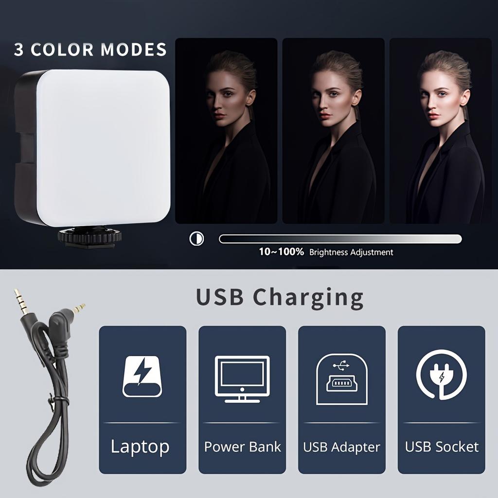 6-in-1 Vlog Phone Video Kit LED Light Microphone Tripod Handheld Gimbal Tripod for Phone Holder Stabilizer with LED Fill Light