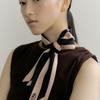 AVVINA PELLE Frame Long Twilly Silk Scarf - Black/Beige