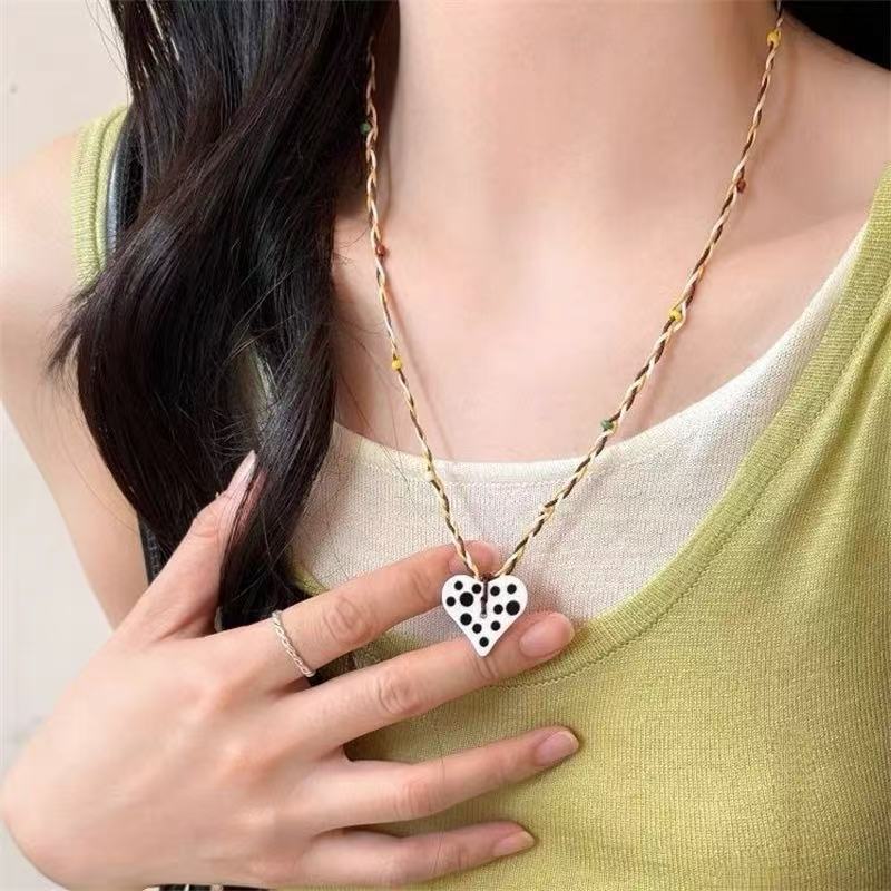 Мультяшное милое яблоко любовь щенок разноцветное плетеное ожерелье женская летняя длинная цепочка для свитера аксессуары