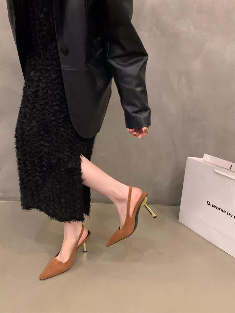 Niche French сандалии с острыми носами на высоком каблуке, туфли-мешки, новинка весны и лета 2025 года, светские туфли для светских львиц