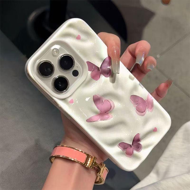 cute butterfly shockproof phone case for iphone 17 pro max 16 plus 15 14 13 11 silicone back cover for iphone 12 pro xr xs shell