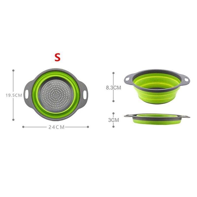 Креативная зеленая силиконовая круглая складная корзина для слива овощей и фруктов, дуршлаг, складной кухонный инструмент