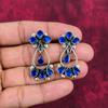 Серьги из чистого серебра 925 пробы с синим сапфиром, серьги из драгоценных камней ручной работы на День памяти
