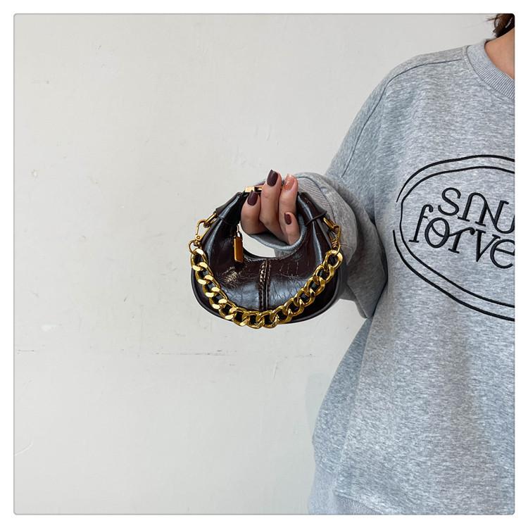 Новая мини-сумка в форме полумесяца на осень и зиму, ретро-масляный шарм!