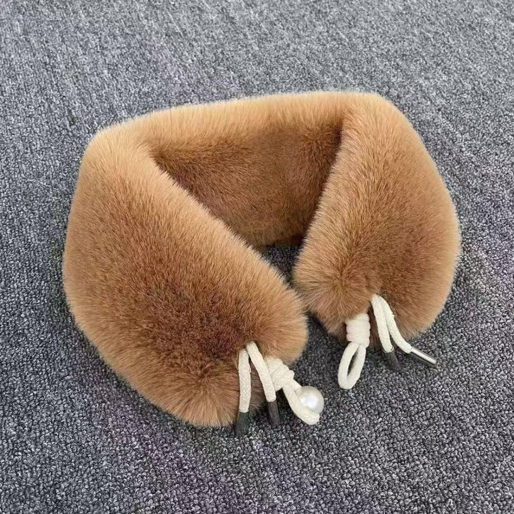 Faux Fox Fur Neckerchief Wrap Solid Neck Warmer for Jackets Coats Hoods Hats Accessory