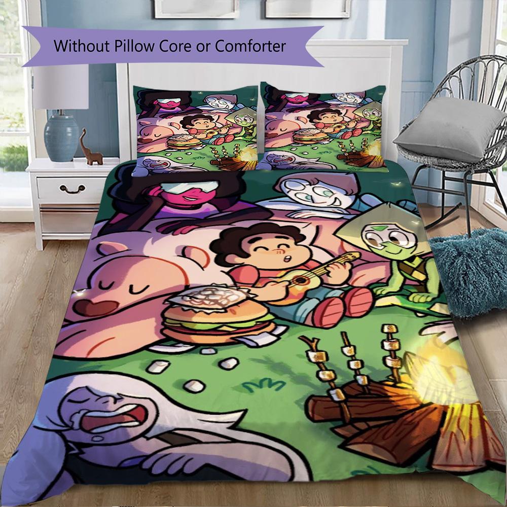Steven Universe Pattern Bedding,Quilt Set Quilt Cover Pillowcase Home Birthday Gift (1*duvet cover+2*pillowcase,without core)XSJT0917476