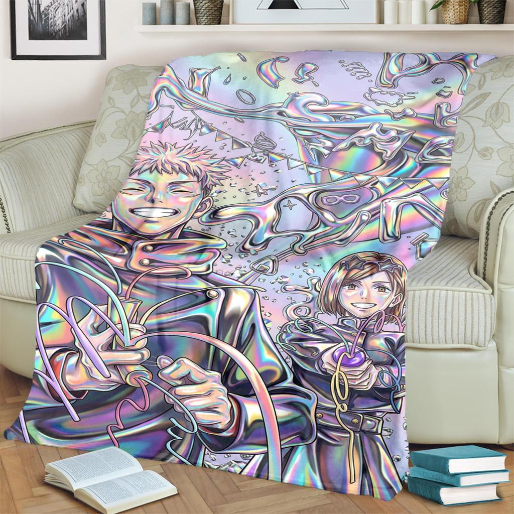 Flannel Blanket Jujutsu Kaisen Print Warm Soft for Bedrooms, Sofas, Beds, Chairs, Picnics, Travel