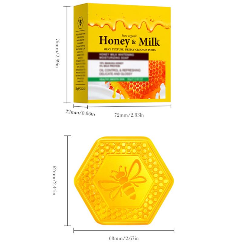2pc Honey & Milk Moisturizing Cleansing Bar 80g with Net - Gentle for Face & Body, Rich Lather, Cleans Without Over-Drying