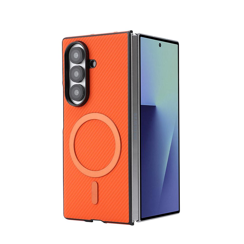 Ударопрочный Ультратонкий Кожаный Чехол из Углеродного Волокна Для Samsung Galaxy Z Fold 7 6 5 4 3 Ретро Бизнес Магнитный Для Magsafe Чехол