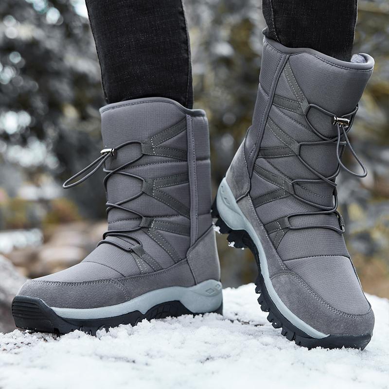 HOHO FAIR Зимняя обувь. Мужская теплая зимняя обувь с высоким берцем и пушистой толстой подошвой. Мужская зимняя спортивная обувь большого размера.