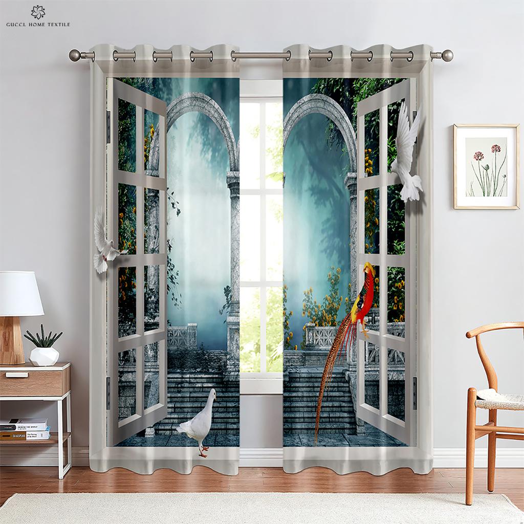 3D-печать реалистичных оконных штор, индивидуальные шторы, спальня, гостиная, кухня, настенное украшение, 2 шт.