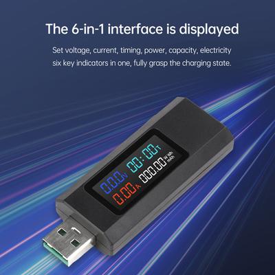 6-в-1 USB зарядное устройство для мобильного телефона Тестер емкости мобильного питания Напряжение Ток Измеритель мощности DC 4 ~ 30 В с функцией памяти отключения питания