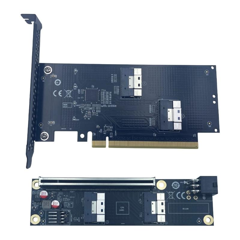 Universal PCIe4.0/5.0 Compatible Expansion Card Converting X16 Slot to SlimSAS Interfaces for Multiple Device Connection