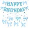Bow Theme Happy Birthday Banner Paper Backdrop Decor New Hanging Garland  Party Supplies
