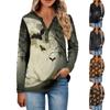 Women's Button Neck Tops Women's Casual Everyday Tops Long Sleeve V Neck Fashion Print Shirt Tops Pocket Tee Sweatshirts