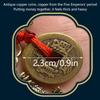 Brass Keychain Brass Zodiac Dragon Pendant Feng Shui Five Emperors Money Copper Gourd Keychain Car Purse Backpack Decoration