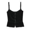 Spring New Women's Clothing French Sexy Style Lace Silm Four-Leaf Clover Decorative Buttons Velvet Spaghetti Straps Vest