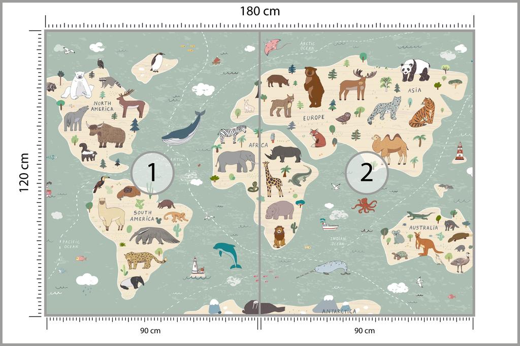 Photomural Colorful World Map Non-Woven 180x120