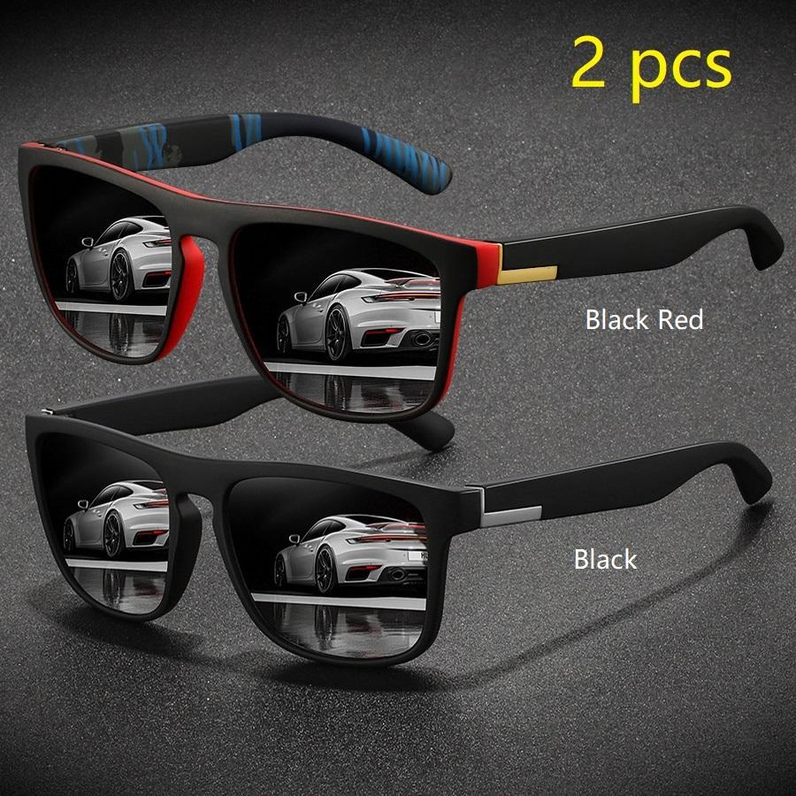 2 предмета модные винтажные квадратные спортивные солнцезащитные очки для мужчин и женщин для вождения и рыбалки брендовые дизайнерские солнцезащитные очки ретро мужские очки UV400