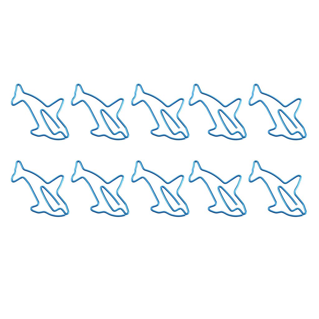 100Pcs Paper Clips Unique Dolphin Shape Lightweight Portable Electroplating Process Metal Paperclip Office Clips