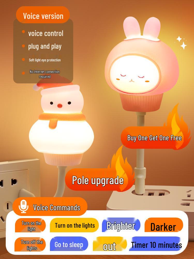 Voice-Activated Smart Night Light for Bedroom, Bedside, and Kids' Room