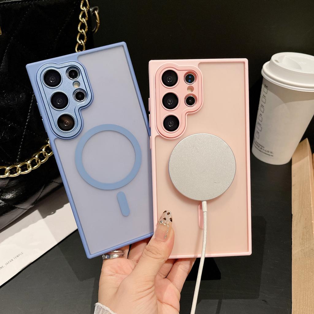 Suitable for Samsung S25ultra Skin Sensitive Magnetic Suction Mobile Phone Case S24plus Matte S23 Lens Film Full Inclusive Protective Case