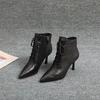 Very High Heels With Laces Women's Ankle Boots Trend 2024 Heeled Female Short Shoes Lace-up Chic and Elegant Hot Boot Pu Booties