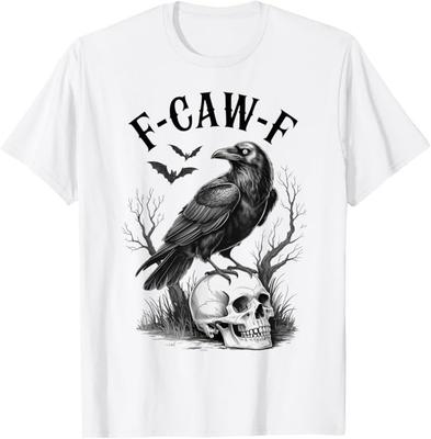 Хэллоуин F Caw F Черная Птица F-Caw-F Ворон Женская Мужская Футболка