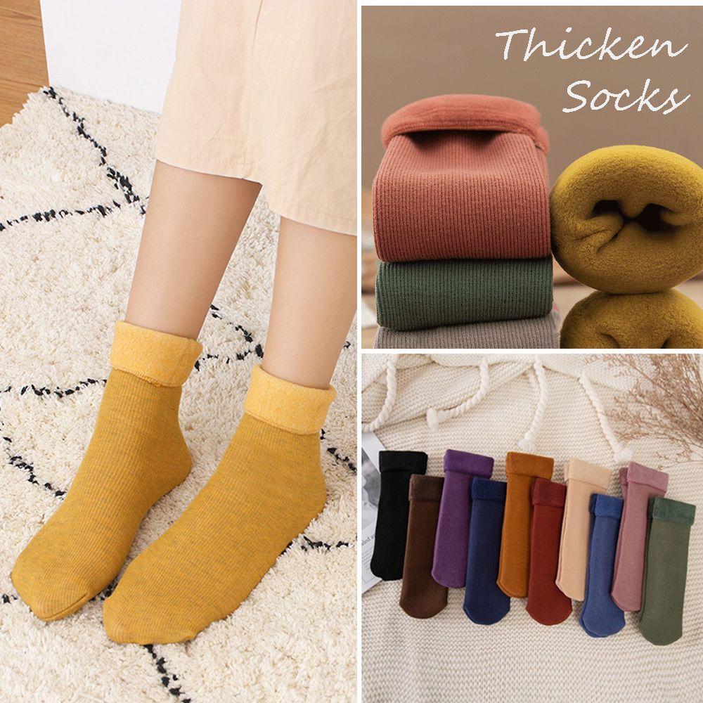 Autumn Winter Snow Boots Thicken Velvet Floor Socks Wool Cashmere Snow Socks Sleeping Warm Hosiery