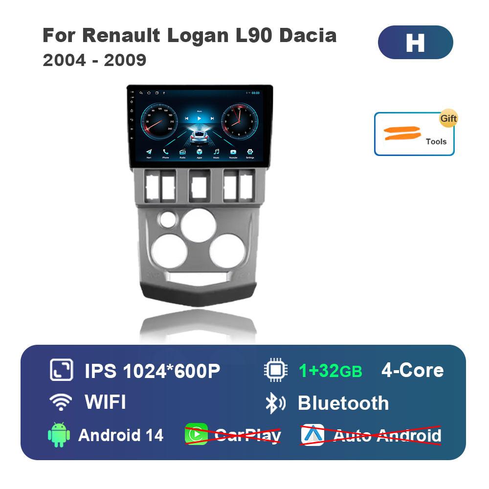 Автомобильный видео-мультимедийный проигрыватель DSP Stereo для Renault Logan L90 Dacia 2004 - 2009 Android 14 GPS Navi WiFi IPS Экран 4G Bluetooth