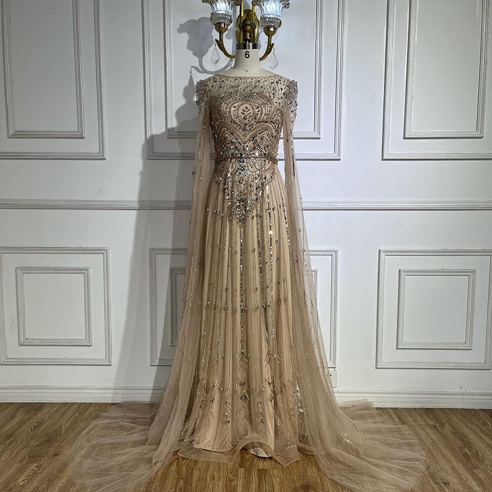 Европейское и американское высококлассное атмосферное синее элегантное платье с летящими рукавами, платье-русалка для ведущего банкета, длинное платье LA11111