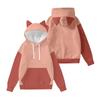 Women's Fashion Long-Sleeved Color-Blocked Printed Hooded Sweatshirt With Ears