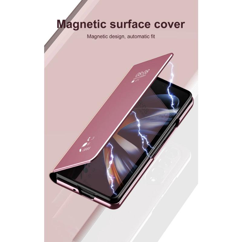 Магнитный пластиковый чехол для телефона Samsung Galaxy Z Fold 6 5 4 3 Fold6 Fold5 Fold4 Fold3 5G противоударный зеркальный кожаный чехол-держатель