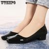 Women's Spring Summer Large Size Solid Color Single Shoes Low Thick Heel Anti Slip Casual Pointed Toe Shoes