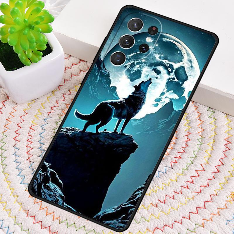 Силиконовый чехол для телефона Samsung Galaxy note 10 pro S26 S25 S24 S23 S22 S21 Plus S25Ultra с принтом 'Воющий волк на луне' Чехол