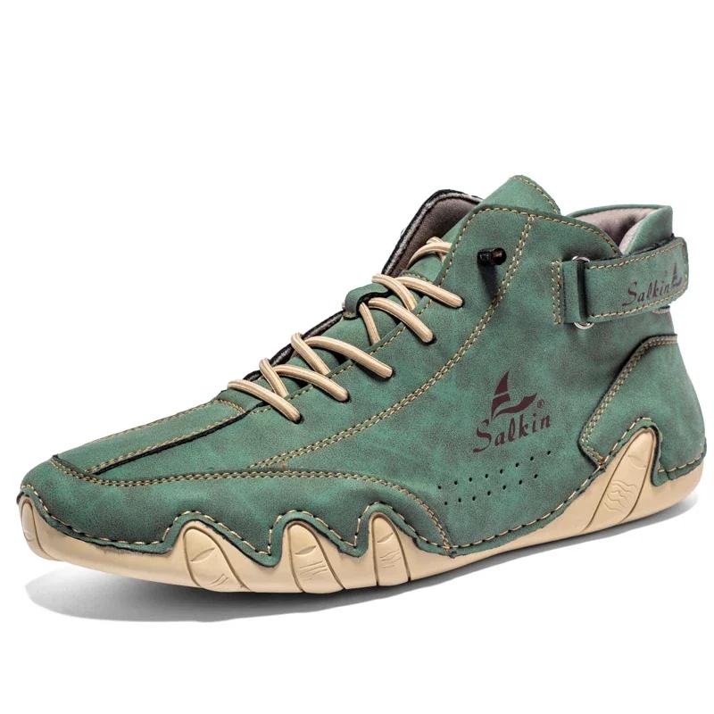 Мягкая кожаная мужская обувь из микрофибры, 8 цветов, ботильоны, модный дизайн, повседневная походная обувь ручной работы для мужчин