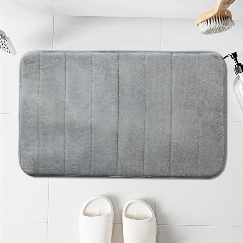 Spot coral velvet household floor mat solid color kitchen household short hair foot pad simple bathroom bathroom absorbent door mat coffee color 40*6